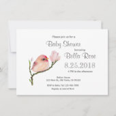 Bébé mignon Redpoll Bird Baby Shower Invitations (Devant)