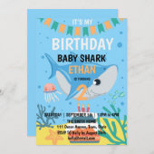 Bébé mignon requin Anniversaire Fête Invitation (Devant / Derrière)