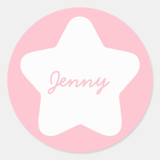 Bébé mignon rose Star Nom personnalisé Sticker (Devant)