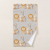 Bébé mignon Safari Animaux sur Smokey Beige (Serviette à main)