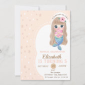 Bébé mignon sirène étoiles Anniversaire Invitation (Devant)