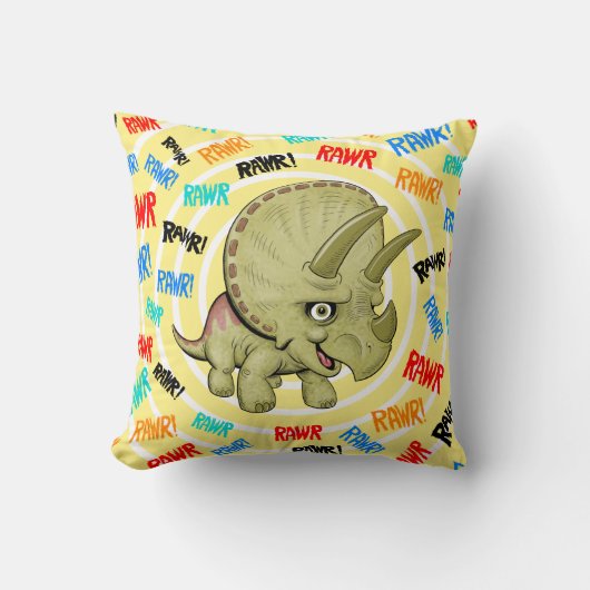 Bébé mignon Tricératops Coussin RAWR (Recto)