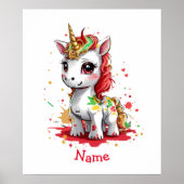 Bébé mignon Unicorn Nom personnalisé Poster (Devant)