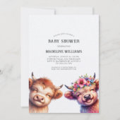 Bébé mignon vaches Highland Baby shower Invitation (Devant)