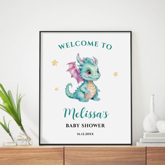 Bébé mignonne Affiche de bienvenue Dragon