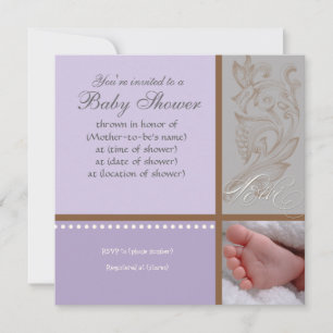 Bébé Modern Swirl n Dot - Baby Girl Shower Uitnodi Kaart