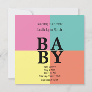 BÉBÉ moderne Blocs colorés Invitation douche