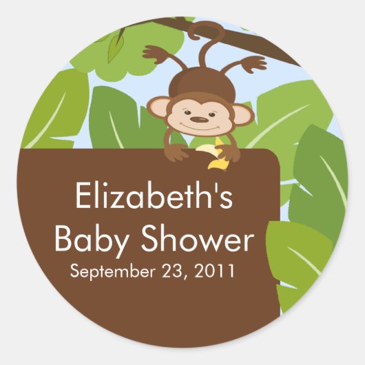 Bébé Monkey Jungle Baby shower Safari Sticker (Devant)