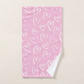 Bébé motif de coeur rose et blanc (Serviette à main)