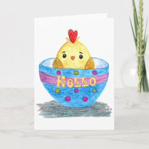  Bébé mou Chick Bonjour Carte de voeux