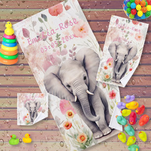 Bébé mou Eléphant Pastel Aquarelle Fleur de printe