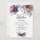 Bébé mou Floral d'hiver fille Baptême Invitation (Devant)