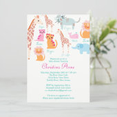 Bébé mou Safari Animaux Bébé Douche Invitations (Debout devant)