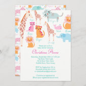 Bébé mou Safari Animaux Bébé Douche Invitations (Devant / Derrière)