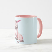 Bébé Mug rose âne - Votre couleur - Texte (Devant droit)