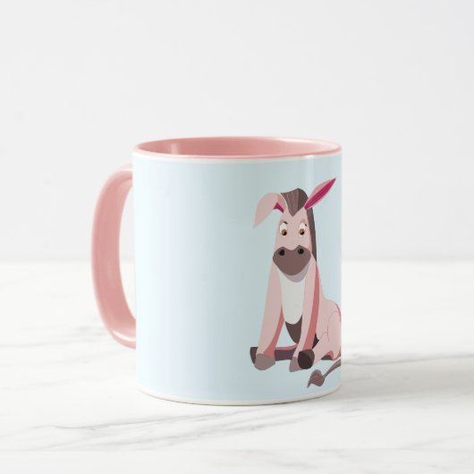 Bébé Mug rose âne - Votre couleur - Texte (Devant gauche)