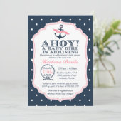 Bébé Nautique fille Douche Invitation polkadot (Debout devant)