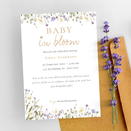 Bébé neutre en fleur baby shower Invitation