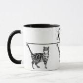 Bébé noir blanc Tabby chat Chats Whimsical Art Mug (Gauche)