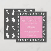 Bébé noir et rose Invitation (Devant / Derrière)