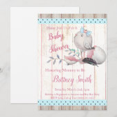 Bébé Oiseau, Invitation à une fête de Baby Shower (Devant / Derrière)