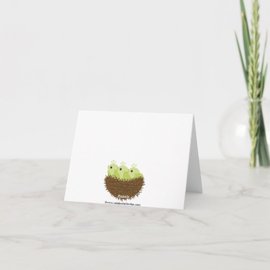 Bébé Oiseaux Triplets de nid Merci Carte de note (Dos)