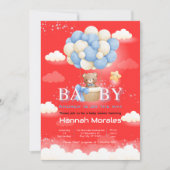 Bébé Ours avec ballons Baby shower Invitation (Devant)