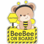 Bébé Ours Bee Costume Bébé À Bord Sticker Voiture (Devant)