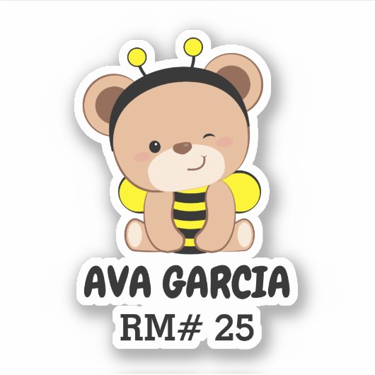 Bébé Ours Bee Costume École Sticker bouteille (Devant)