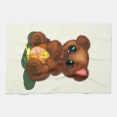Bébé Ours Cuisine Serviette Vos Couleurs - Texte (Horizontal)