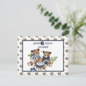 Bébé ours demi-année Carte d'anniversaire fille (Debout devant)