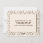 Bébé ours demi-année Carte d'anniversaire garçon o (Dos)