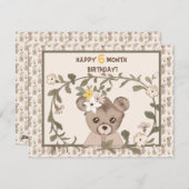 Bébé ours demi-année Carte d'anniversaire garçon o (Devant / Derrière)