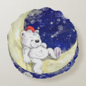 Bébé Ours Dormir Sur La Lune Coussin ronde (Dos)