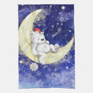 Bébé Ours Dormir Sur La Lune Serviette De Cuisine