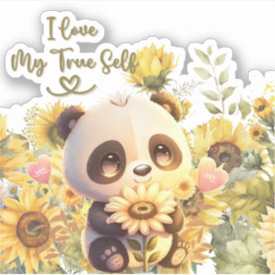 Bébé Panda Avec Autocollant Tournesol