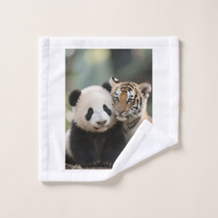 Bébé Panda Mignon et Jeune Tigre Faune Bébé Blank