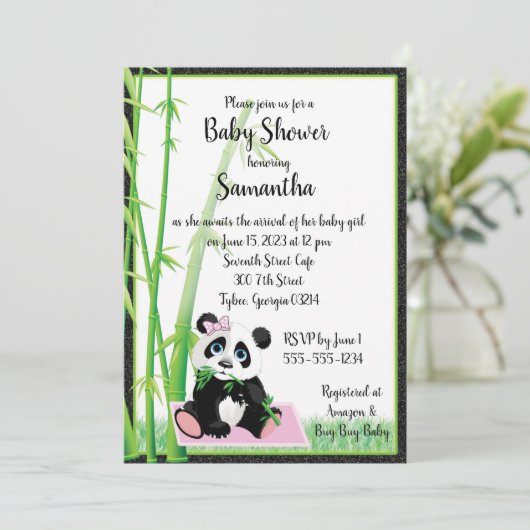 Bébé Panda Pink Invitation (Debout devant)