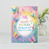 Bébé papillon fille douche Invitation (Debout devant)