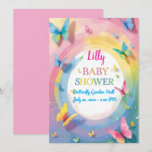 Bébé papillon fille douche Invitation (Devant / Derrière)