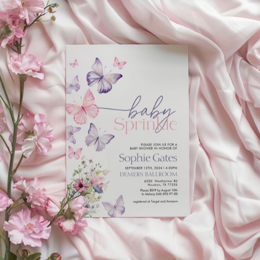 Bébé papillon saupoudrer la fille Invitation