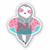 Bébé paresseux nager dans le sticker de piscine (Recto)