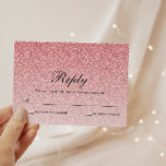 Bébé Parties scintillant rose Glam Carte de répons<br><div class="desc">Cette belle carte de réponse comporte une fausse parties scintillant et votre texte personnalisé. Utilisez le formulaire modèle pour ajouter vos informations. Utilisez la fonction Personnaliser pour modifier la police et la disposition du texte.</div>