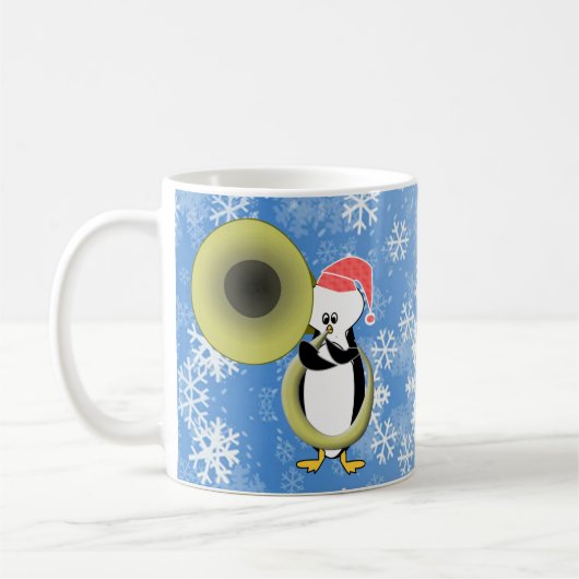 Bébé Penguin Tuba Mug de Noël sur mesure (Gauche)