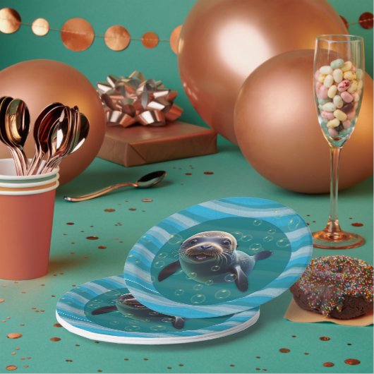 Bébé Phoque Assiette En Carton (Multi)
