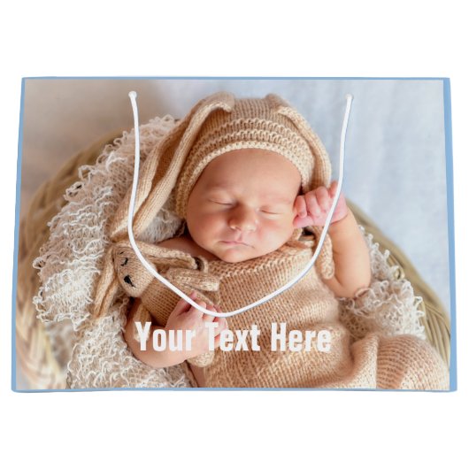 Bébé Photo Bleu Grand sac cadeau (Devant)