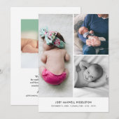 Bébé Photo Collage Faire-part de naissance Élégant (Devant / Derrière)