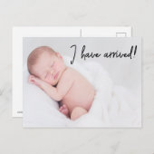 Bébé Photo Faire-part de naissance je suis arrivé (Devant / Derrière)