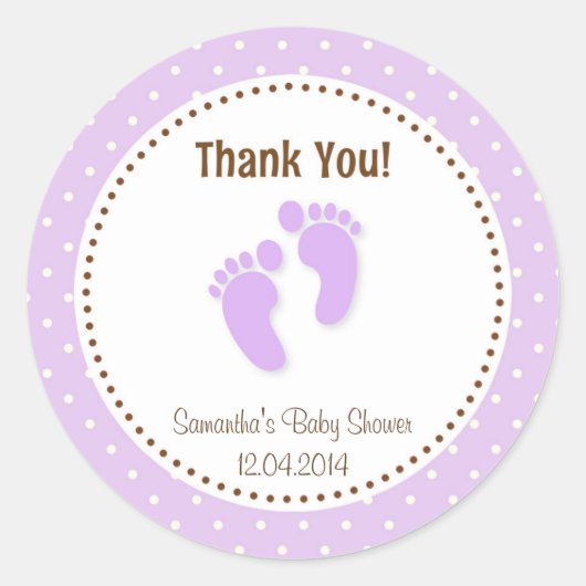 Bébé pieds Baby shower Sticker pourpre (Devant)