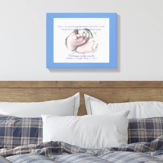 Bébé Pieds dessin artistique "Welcome Baby" toile (Insitu(Chambre))